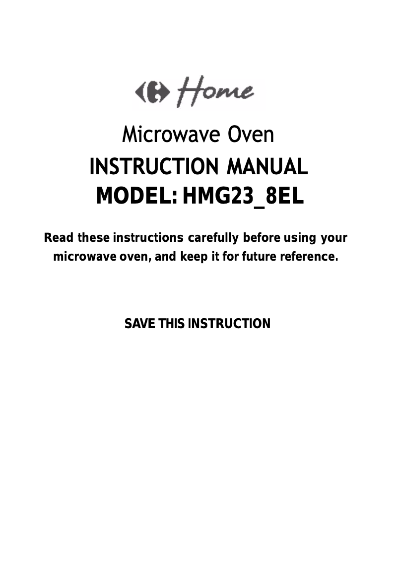 Page 1 de la notice Manuel utilisateur Carrefour Home HMG23_8EL