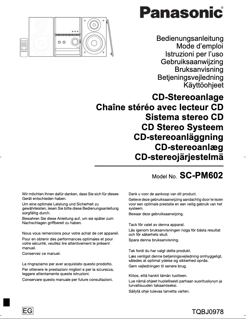 Page n°1 - Manuel utilisateur Panasonic SC-PM602