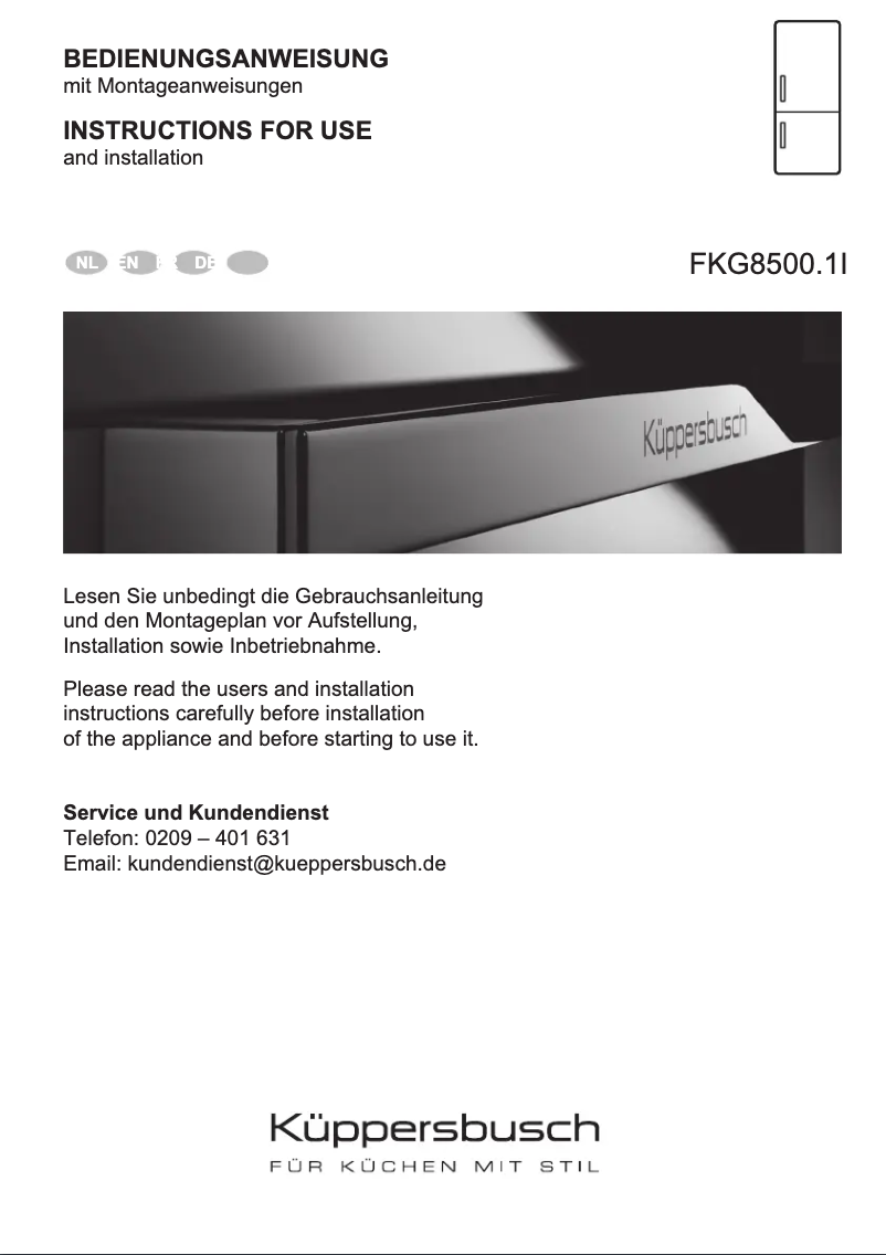 Image de la première page du manuel de l'appareil FKG8500.1i