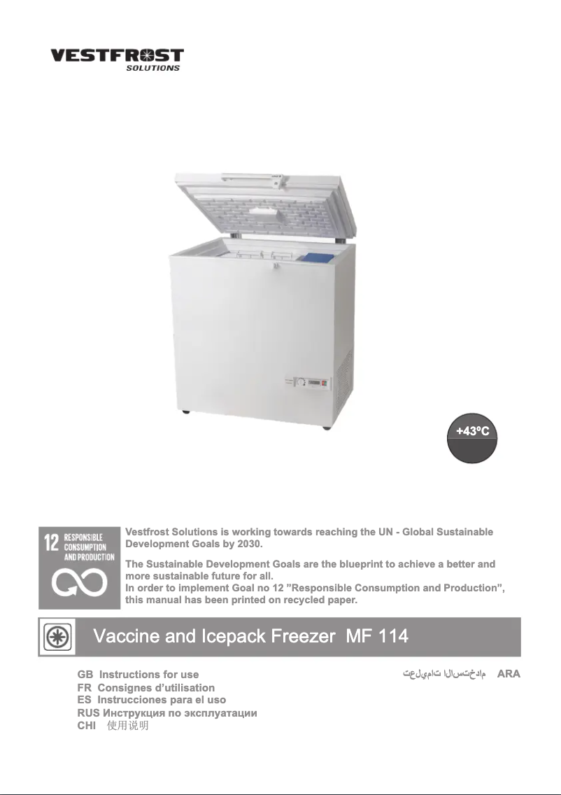 Page 1 de la notice Manuel utilisateur Vestfrost MF 114
