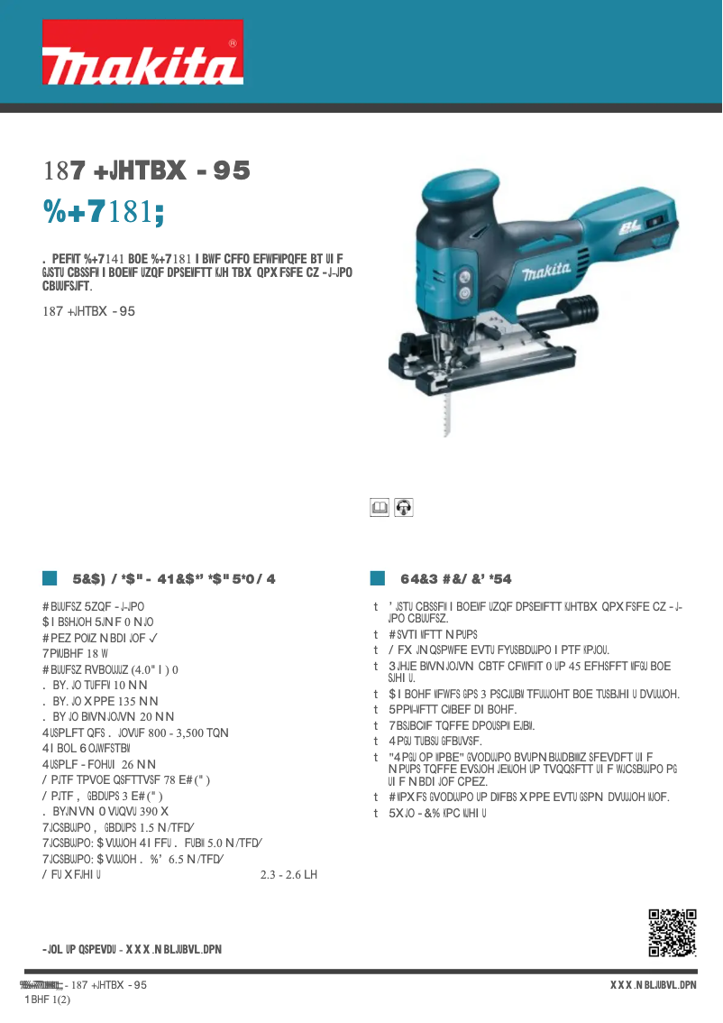 Page n°1 - Fiche technique Makita DJV181Z