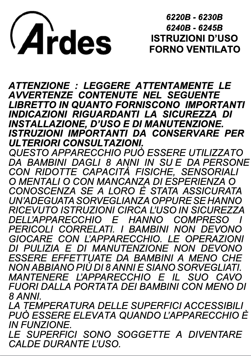 Page n°1 - Manuel utilisateur Ardes AR6240B