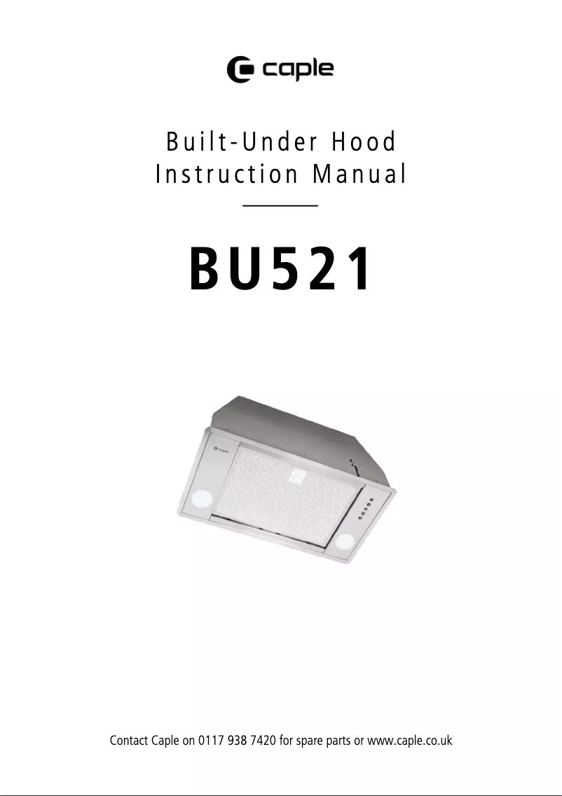 Page n°1 - Manuel utilisateur Caple BU521