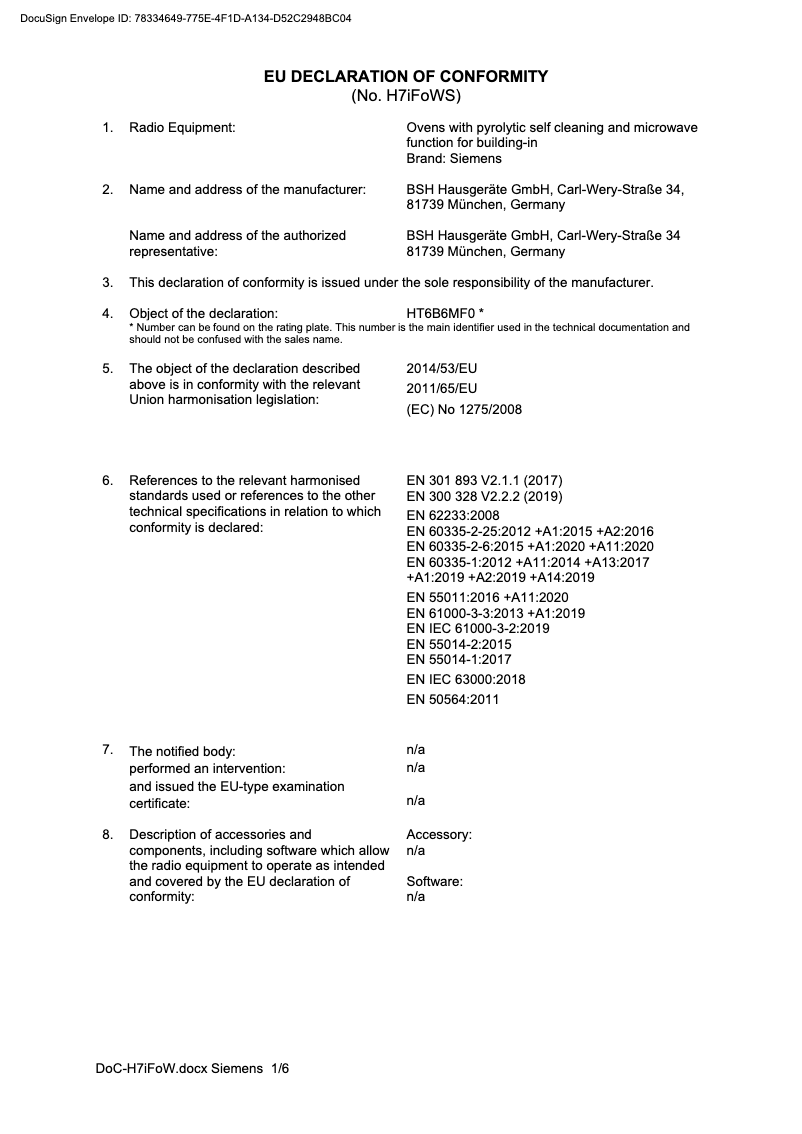 Page 1 de la notice Manuel utilisateur Siemens HM676G0S6S
