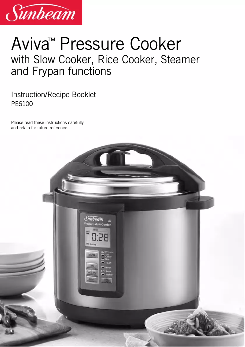Page 1 de la notice Manuel utilisateur Sunbeam Aviva PE6100