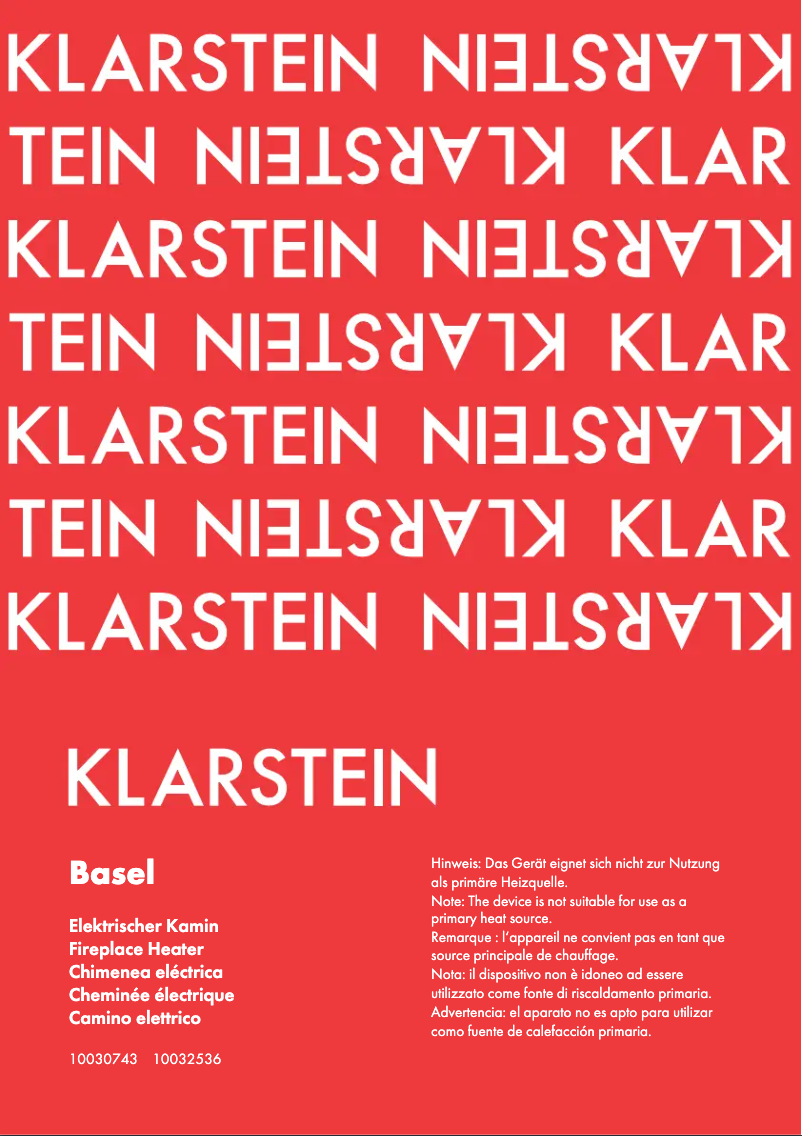 Page 1 de la notice Manuel utilisateur Klarstein 10030743