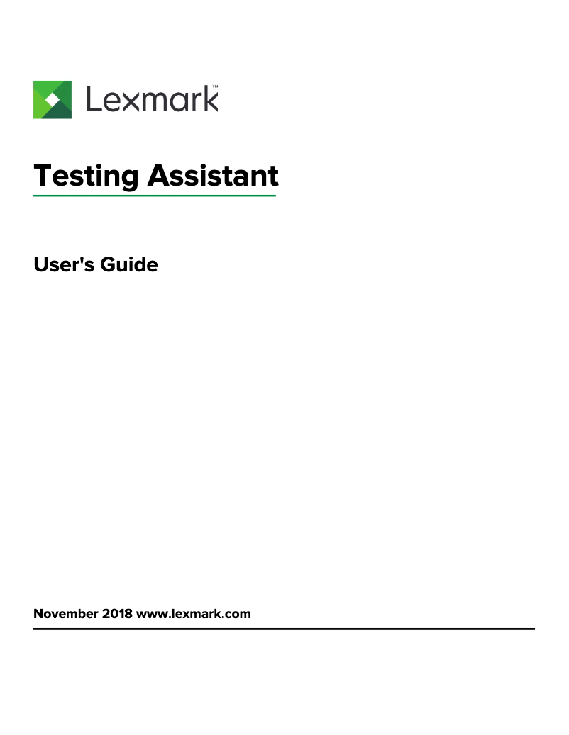 Page 1 de la notice Manuel utilisateur Lexmark Testing Assistant