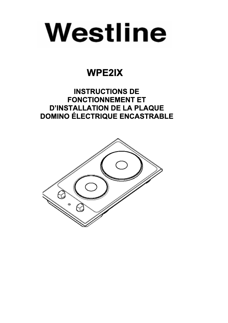 Page 1 de la notice Manuel utilisateur Westline WPE2IX