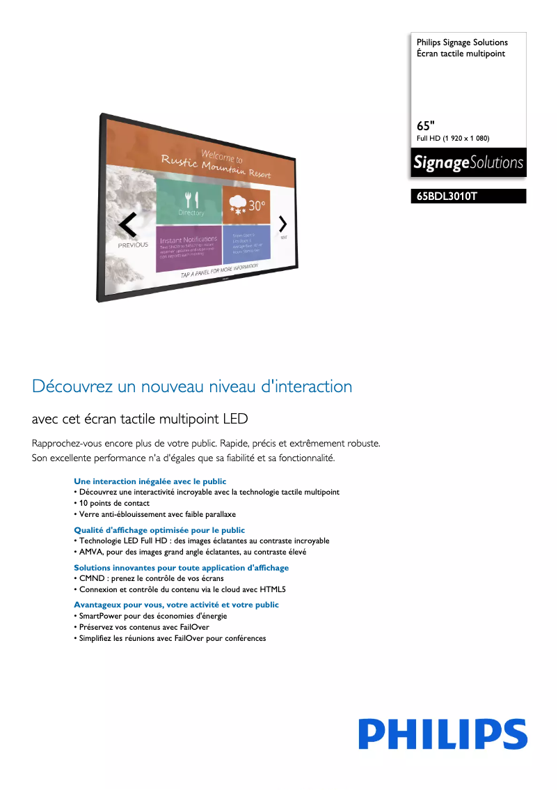 Image de la première page du manuel de l'appareil 65BDL3010T