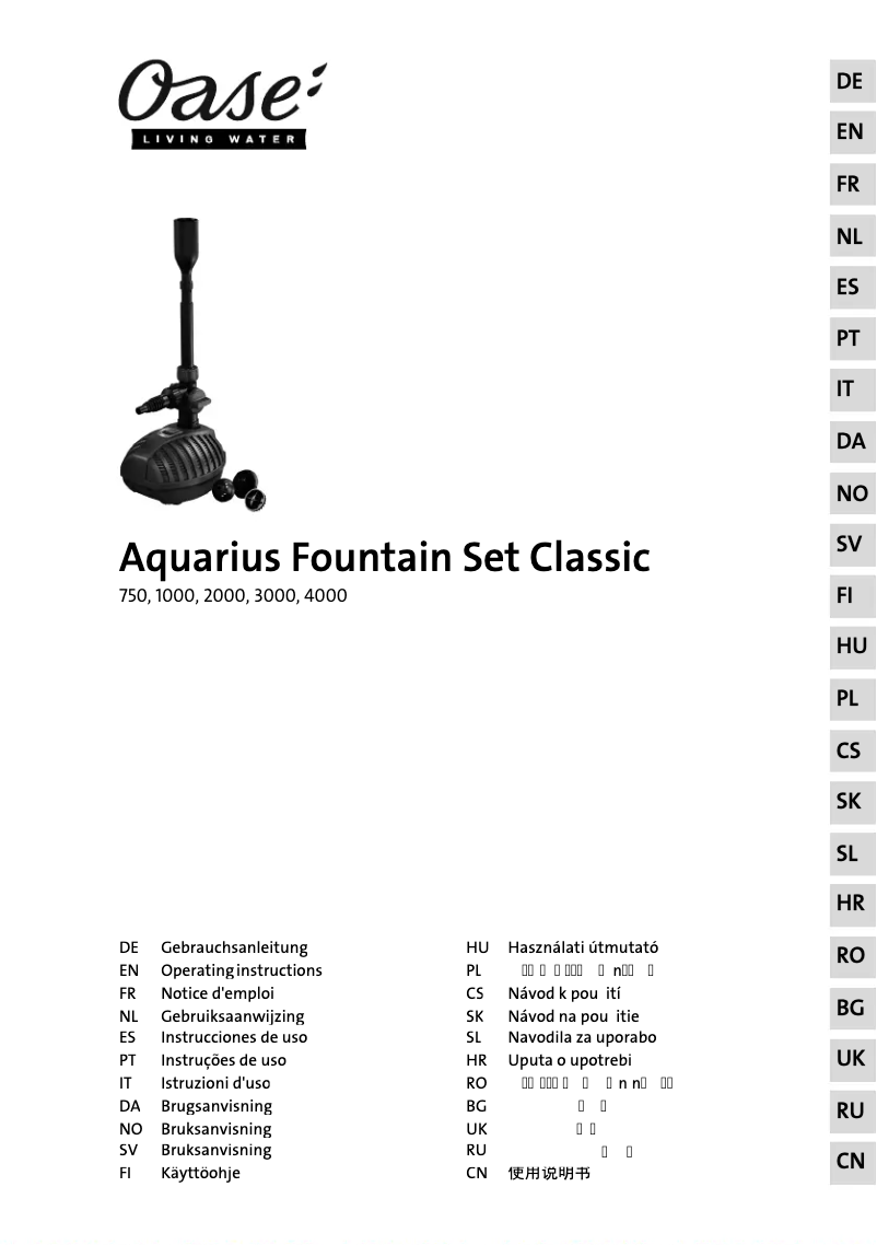 Page n°1 - Manuel utilisateur Oase Aquarius Fountain Set Classic 2500
