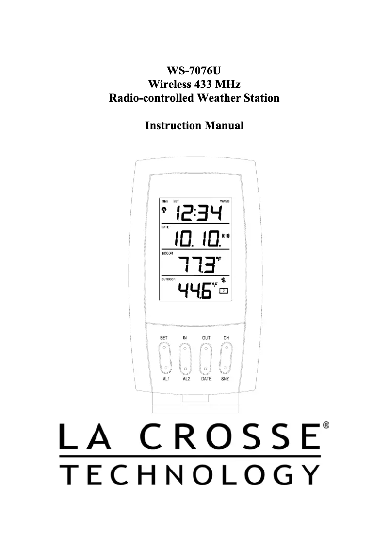 Page n°1 - Manuel utilisateur La Crosse Technology WS-7076U