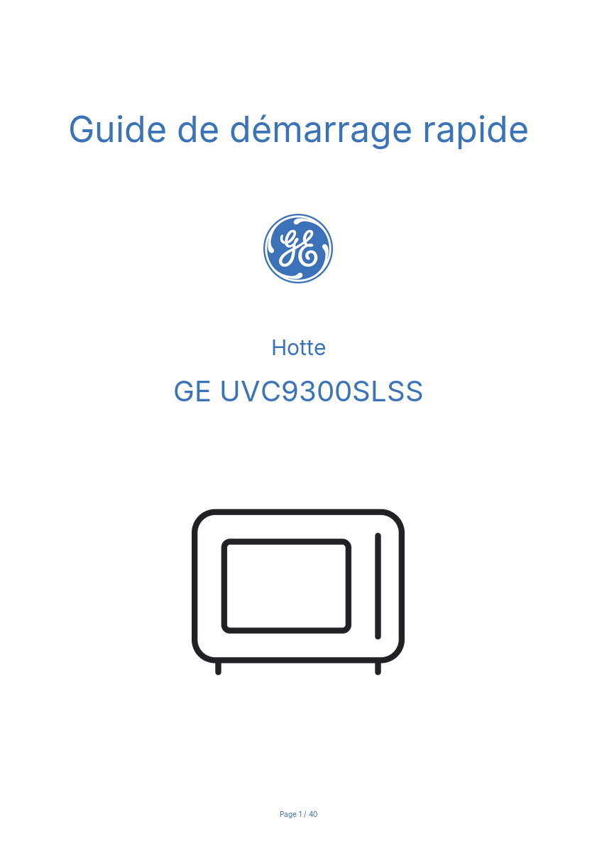 Page n°1 - Guide de démarrage rapide GE UVC9300SLSS