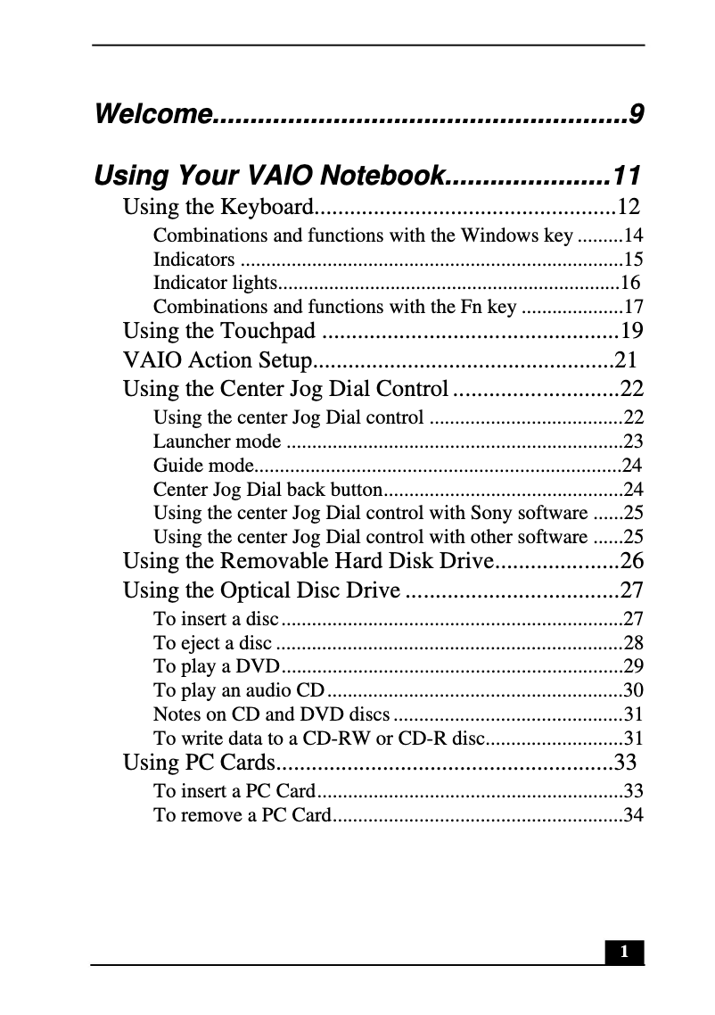 Image de la première page du manuel de l'appareil Vaio PCG-GR250