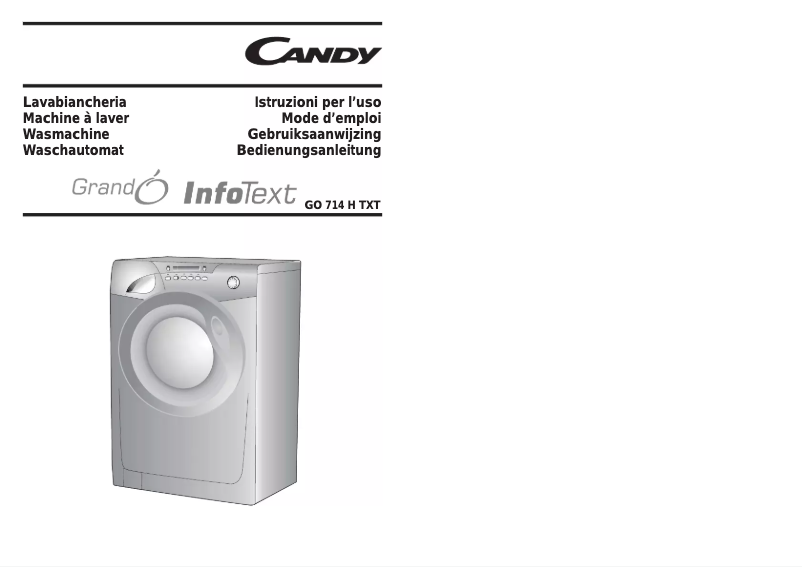 Page 1 de la notice Manuel utilisateur Candy GO 714 H TXT-07S