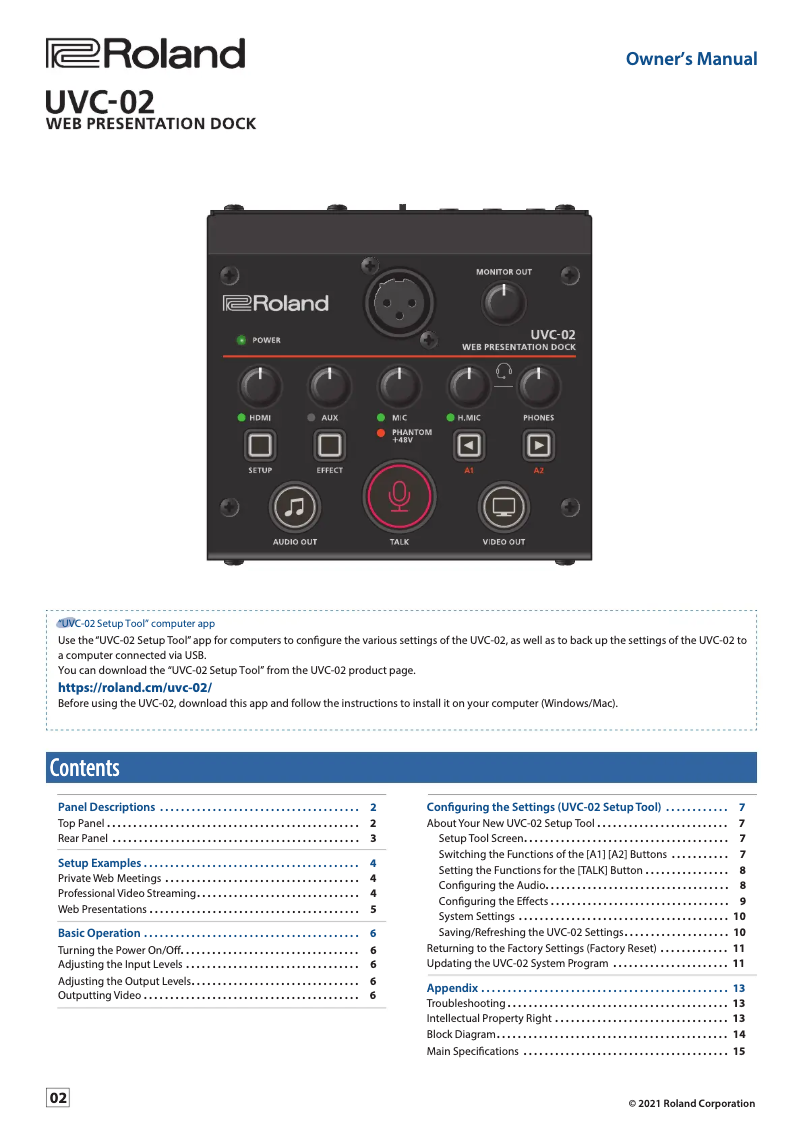 Image de la première page du manuel de l'appareil UVC-02