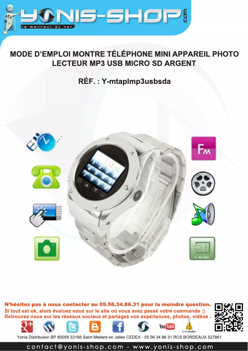 Page n°1 - Manuel utilisateur Yonis Y-MTAPLMP3USBSDA