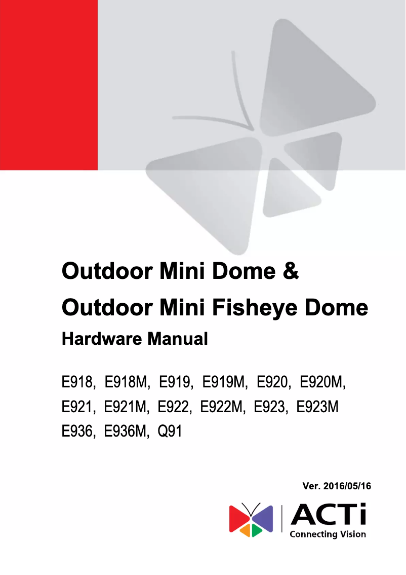 Page n°1 - Manuel utilisateur ACTi E922M