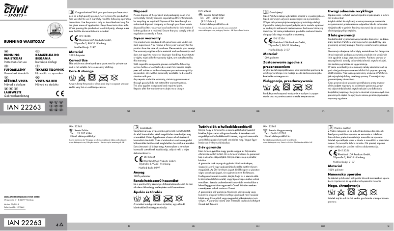 Page n°1 - Manuel utilisateur Crivit IAN 22263