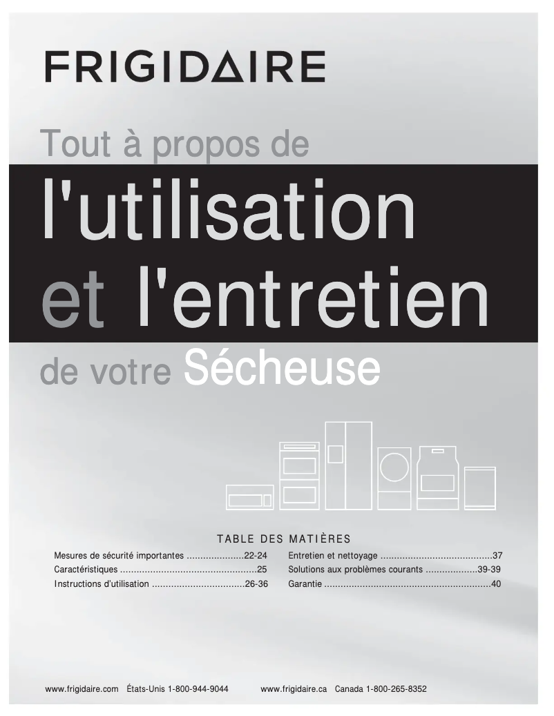 Page n°1 - Manuel utilisateur Frigidaire FASG7074NA