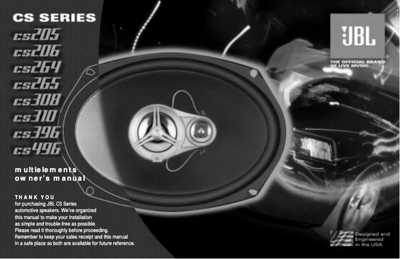 Page n°1 - Manuel utilisateur JBL CS308