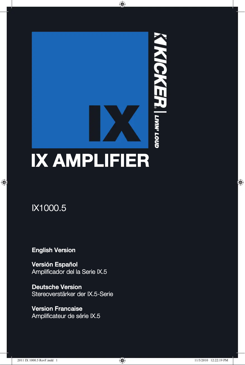 Page 1 de la notice Manuel utilisateur Kicker IX1000.5