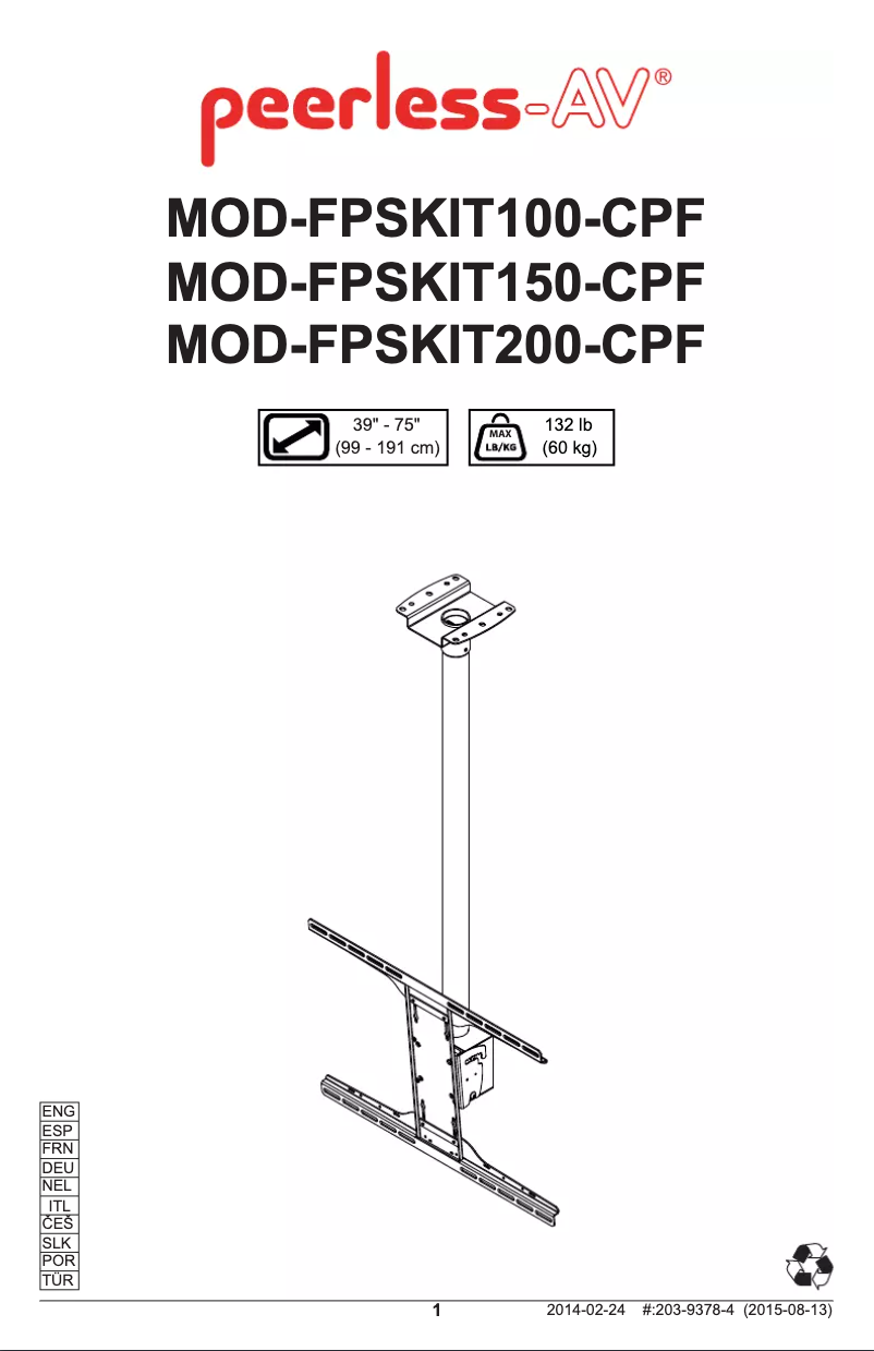 Página 1 del manual Manual de usuario Peerless-AV MOD-FPSKIT200-CPF