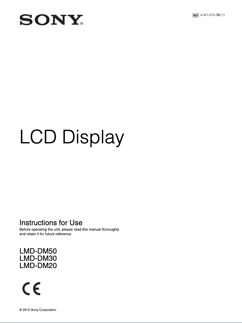 Page 1 de la notice Manuel utilisateur Sony LMD-DM50