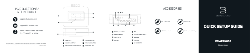 Page n°1 - Guide de démarrage rapide Bluesound Powernode