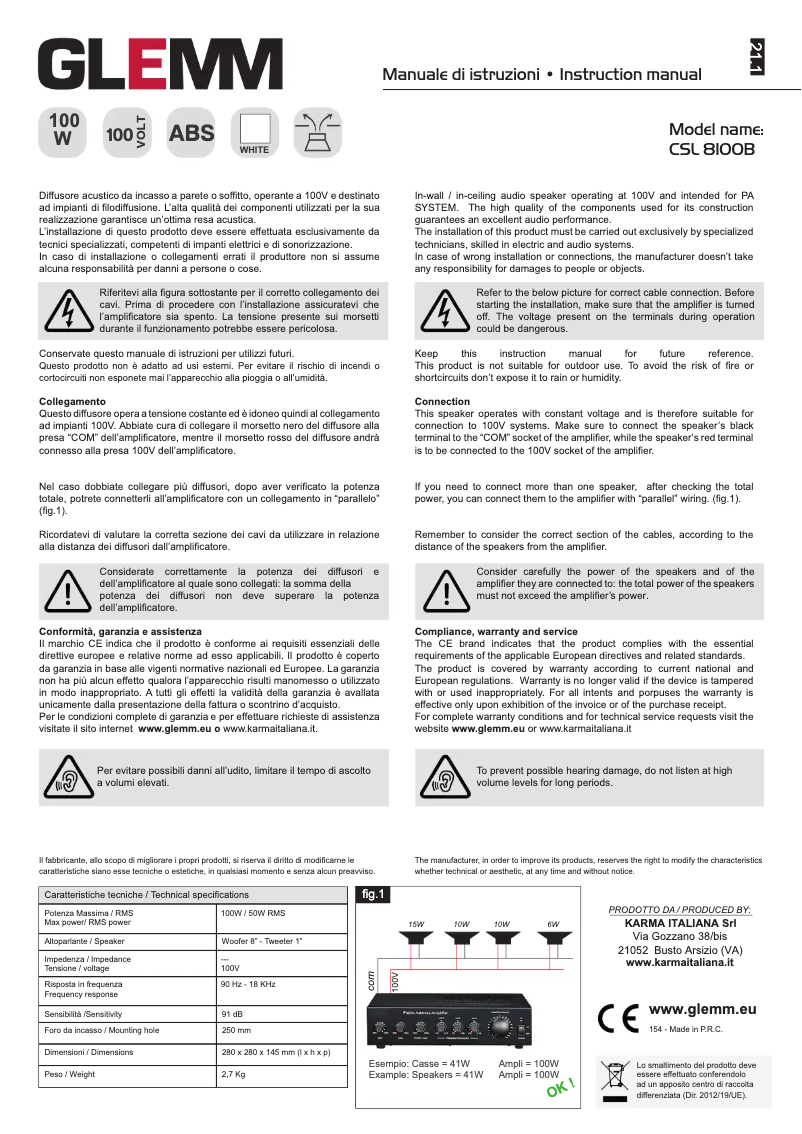 Page 1 de la notice Manuel utilisateur Glemm CSL 8100B