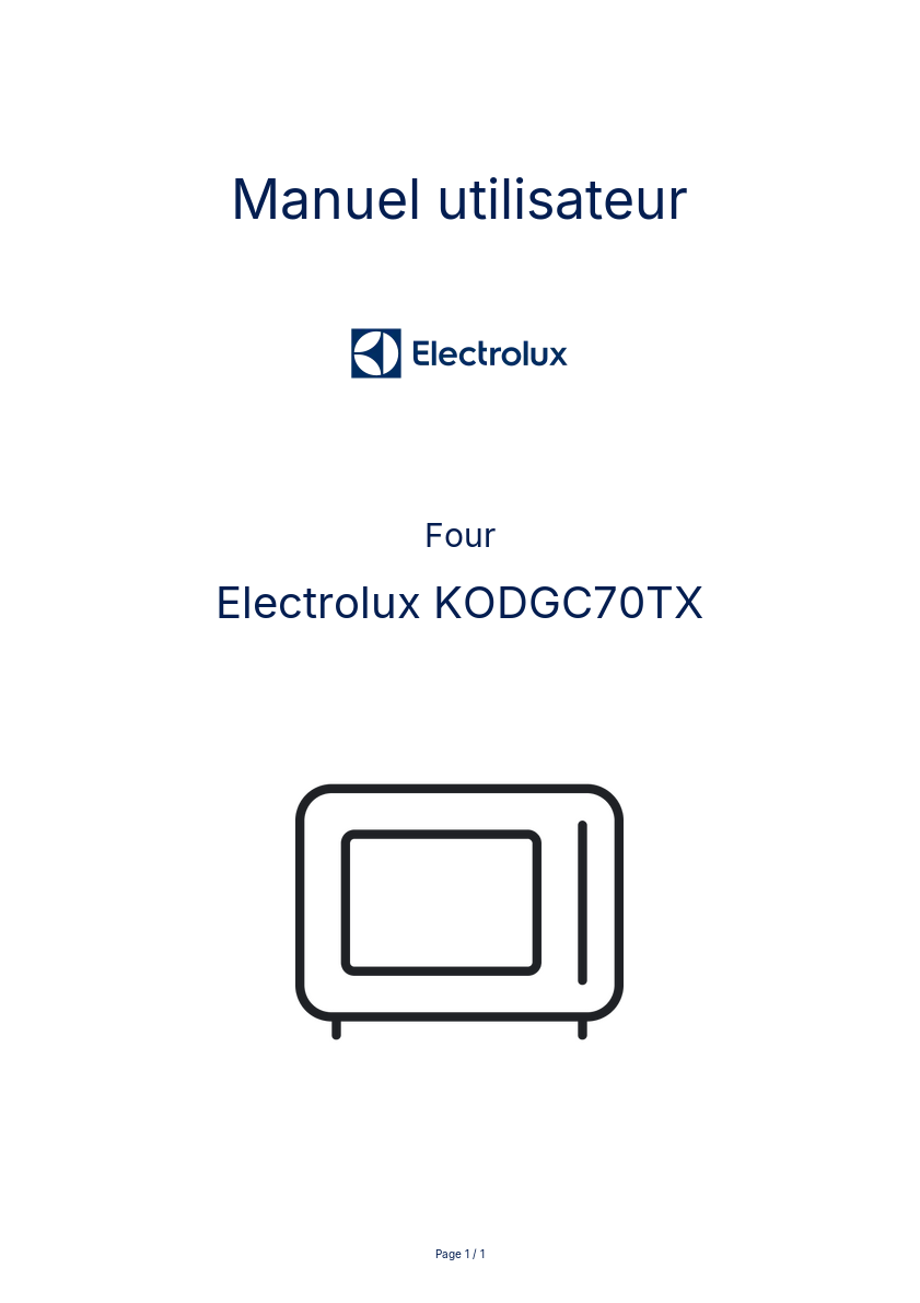 Page n°1 - Manuel utilisateur Electrolux KODGC70TX