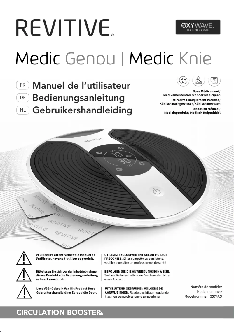 Page n°1 - Manuel utilisateur Revitive Medic Genou