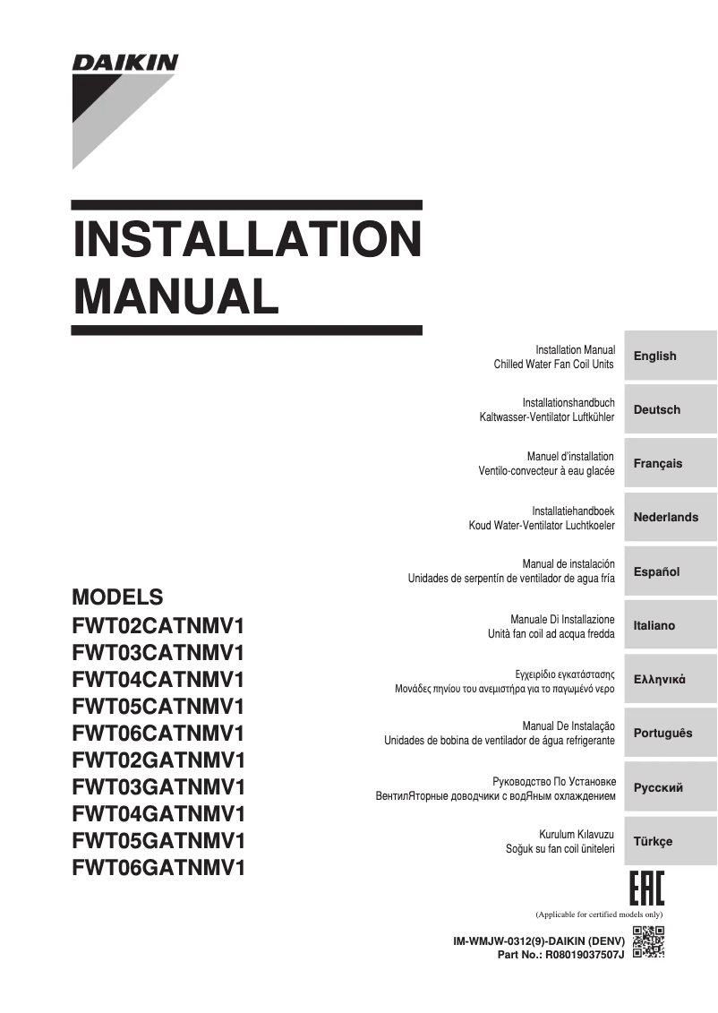 Page n°1 - Manuel utilisateur Daikin FWT02GATNMV1