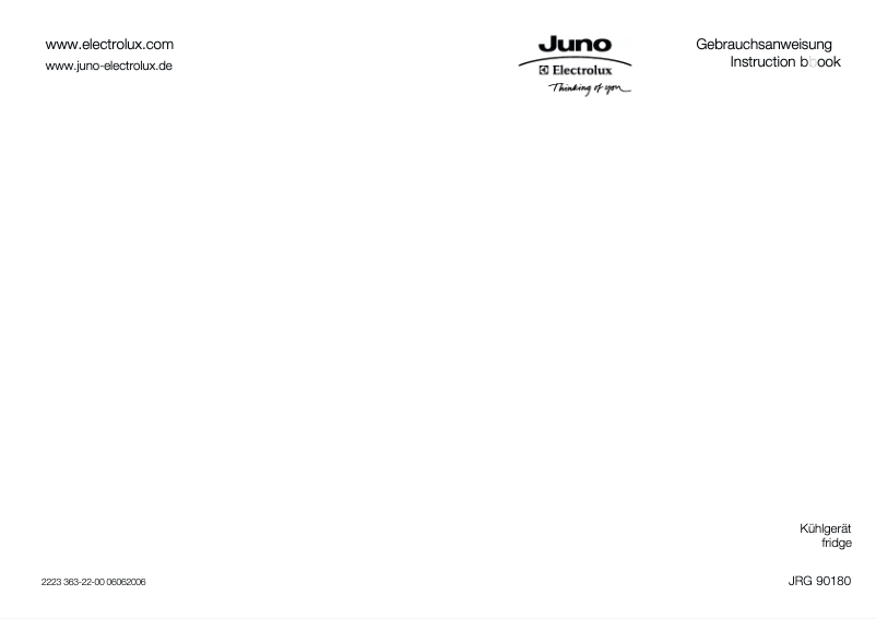 Page 1 de la notice Manuel utilisateur Juno Electrolux JRG90180