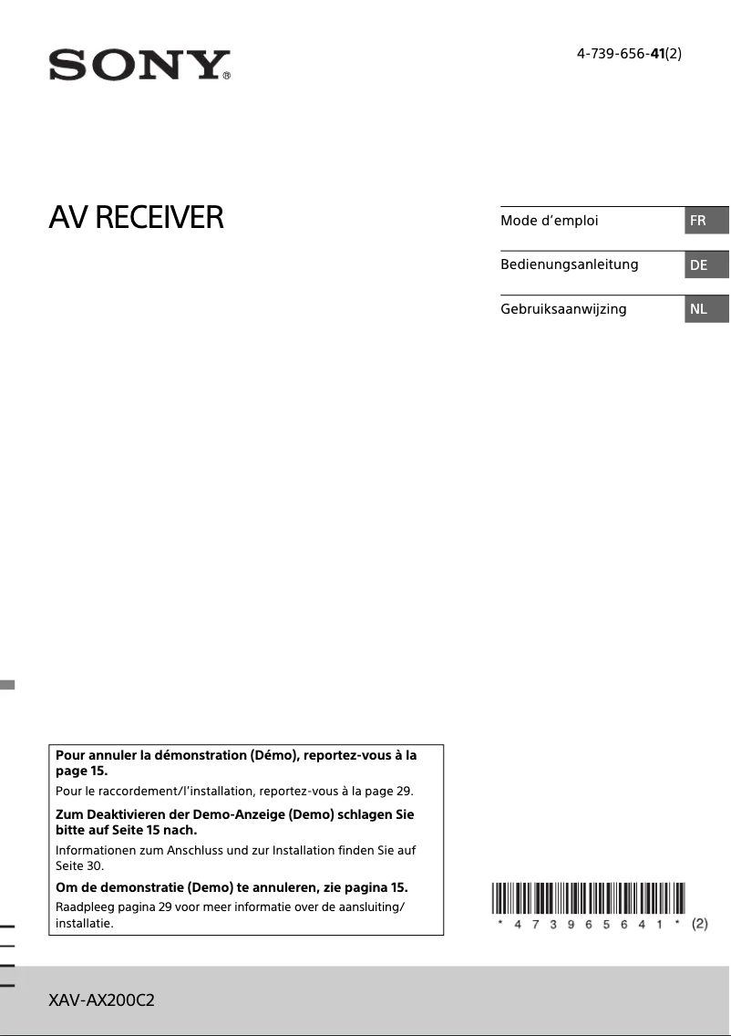 Page 1 de la notice Manuel utilisateur Sony XAV-AX200C2