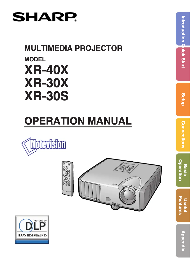 Page 1 de la notice Manuel utilisateur Sharp XR-30X