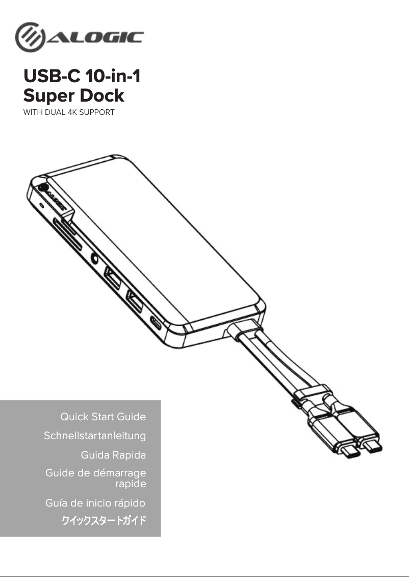 Page 1 de la notice Manuel utilisateur Alogic USB-C 10-in-1 Super Dock