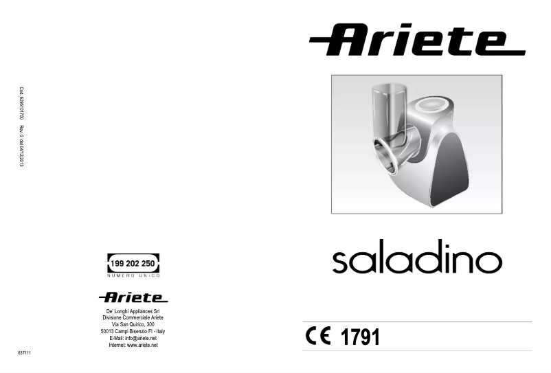 Image de la première page du manuel de l'appareil 1791