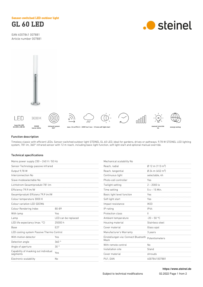 Image de la première page du manuel de l'appareil GL 60 LED
