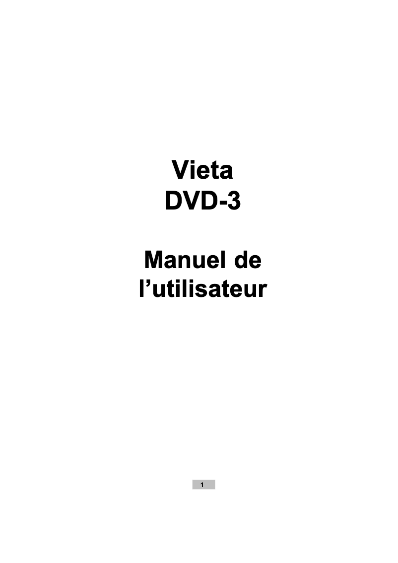 Page n°1 - Manuel utilisateur Vieta DVD3
