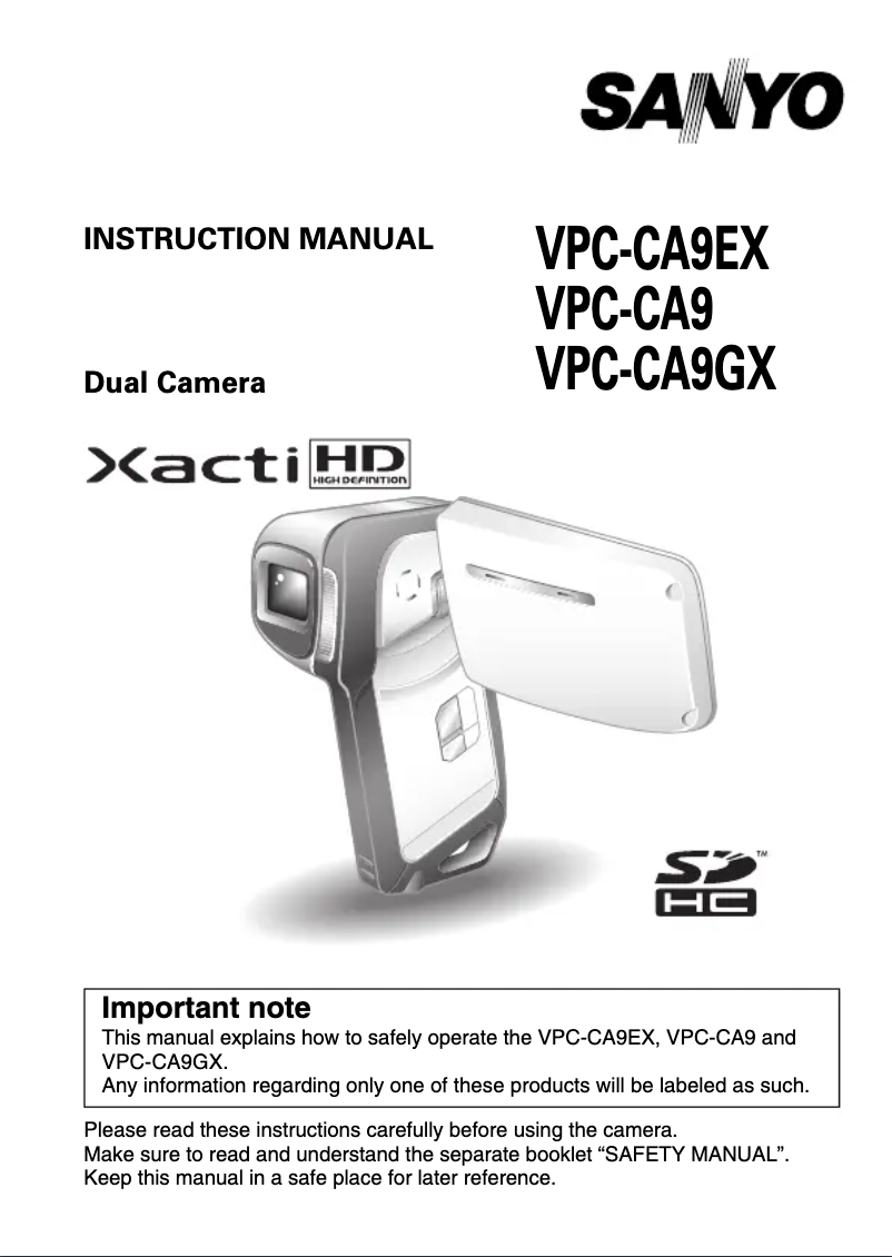 Page n°1 - Manuel utilisateur Sanyo Xacti VPC-CA9GX