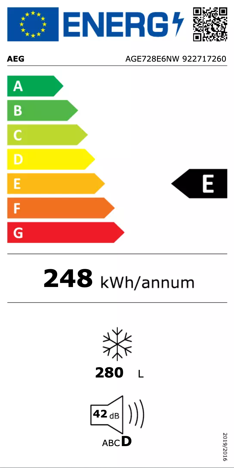 Page n°1 - Label énergétique AEG AGE728E6NW