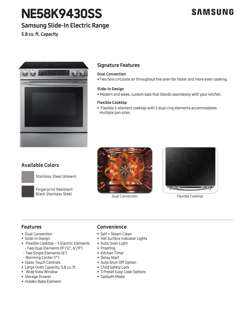 Image de la première page du manuel de l'appareil NE58N9430SG