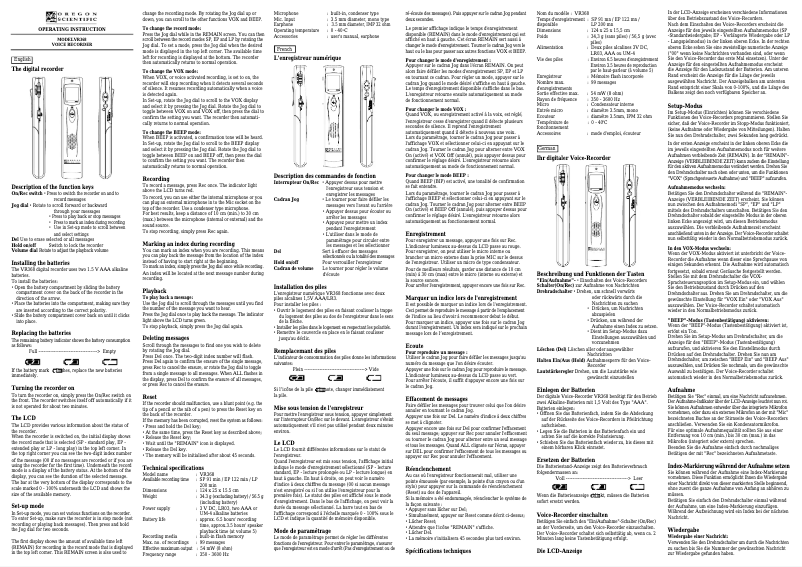 Image de la première page du manuel de l'appareil VR368