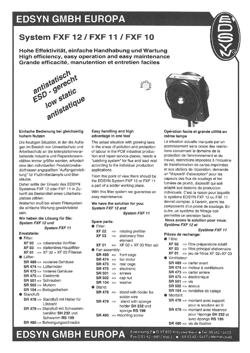 Page n°1 - Manuel utilisateur Edsyn FXF 11