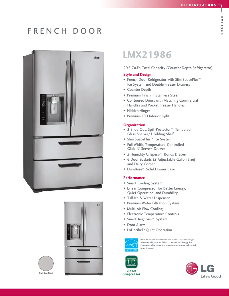 Página 1 del manual Ficha técnica LG LMX21986ST