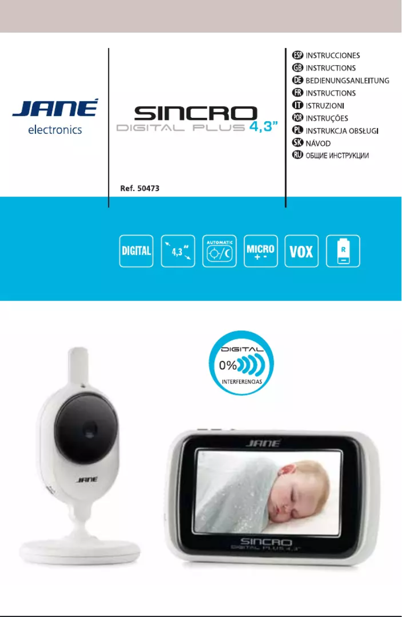 Page 1 de la notice Manuel utilisateur Jane Sincro Baby Guard 4,3"