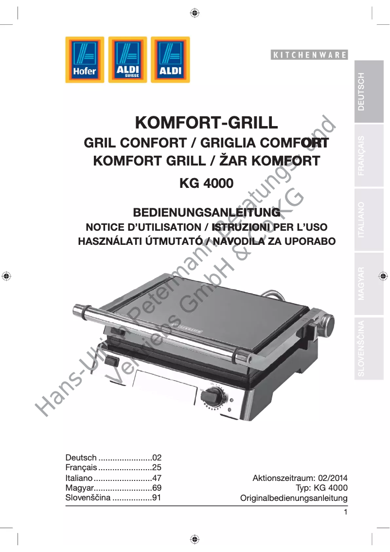 Page n°1 - Manuel utilisateur Kitchenware KG 4000