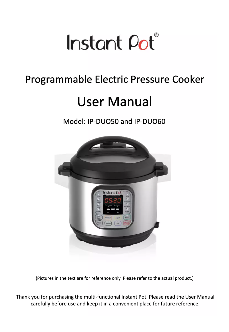 Page 1 de la notice Manuel utilisateur Instant Pot IP-DUO50