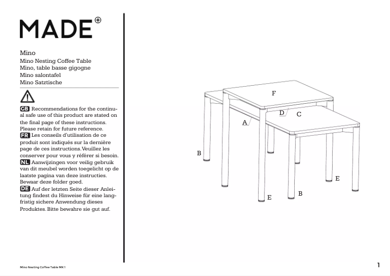 Image de la première page du manuel de l'appareil Mino