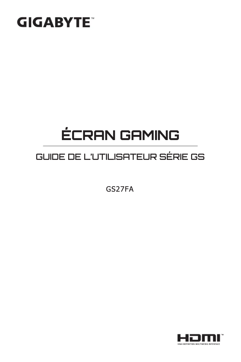 Page 1 de la notice Manuel utilisateur Gigabyte GS27FA